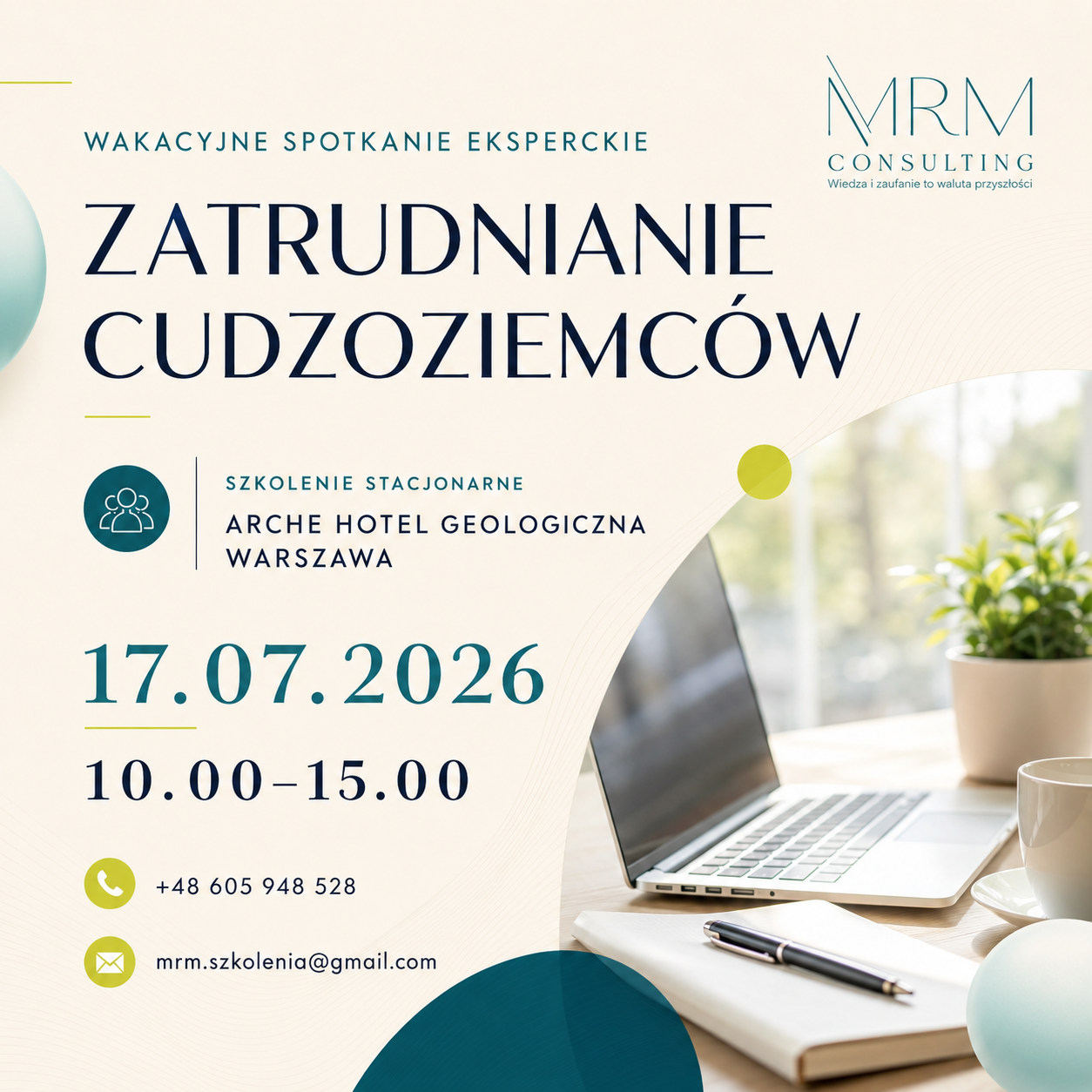 Grafika szkolenia: Zatrudnianie i pobyt cudzoziemców w Polsce — spotkanie eksperckie